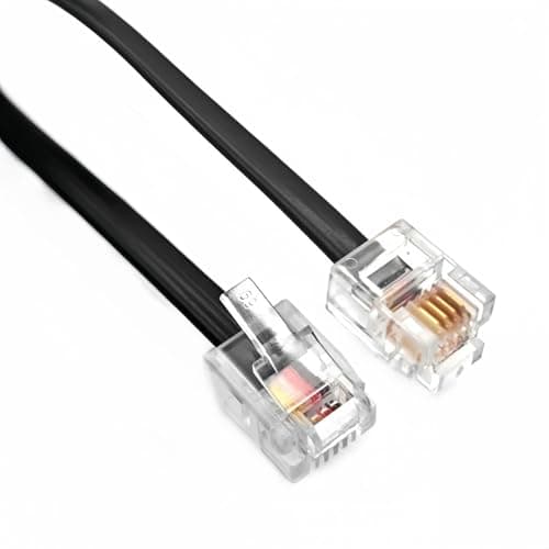 Image of JZK 3M RJ11 6P4C Telephone Cable, High Speed Broadband Lead, Internet DSL Cord, ADSL Cable, Flat Phone Wire for Landline Phone/Modem/Router, Black