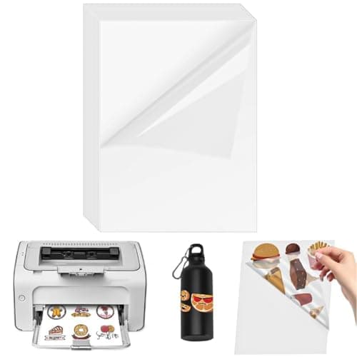 Image of A4 Sticker Paper Labels, ADERTOS 30 Sheets Printable Vinyl Stickers Paper Clear Sticker Printer Paper Self-Adhesive Vinyl Inkjet Film Decal for Inkjet & Laser Printers - Clear, 297 x 210 mm