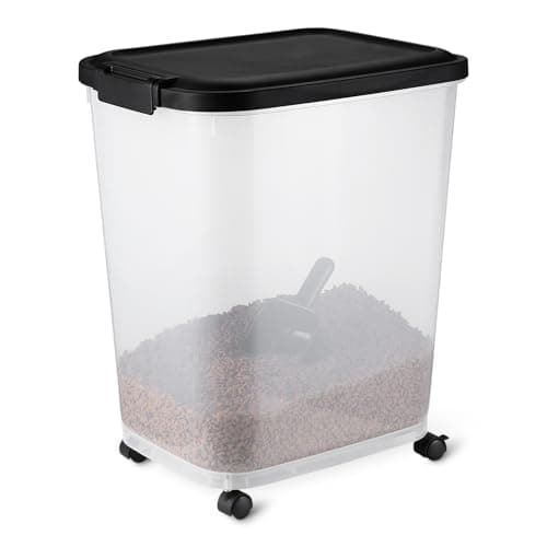 Image of Amazon Basics Pet Food Storage Container, 15.8 kg,Transparent and Black