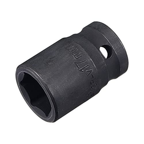 Image of sourcing map 1/2" Drive by 17mm 6-Point Impact Socket, CR-V Steel 1.5" Length, Shallow Metric Sizes