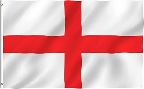 Image of SHATCHI Large 3 x 2FT (90x60Cm) England Flag St George's Cross Red White English National Flag Polyester Fabric Brass Eyelets for Football World Cup Rugby Supporter