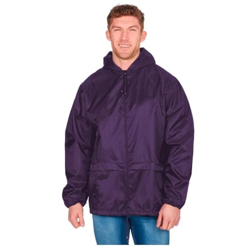 Image of Style It Up BRONTE-Unisex Plain Rain Coat Mac Kagoul Jacket Water Proof Hooded Cagoul Adults Pac UK (PURPLE, XL)