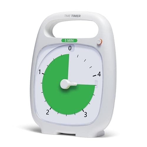 Image of Time Timer PLUS 5 Minute Visual Analog Timer (White) Optional Alert (VolumeControl Dial) No Loud Ticking; Time Management Tool