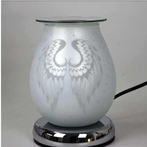 Image of White Satin Angel Wings Touch Electric Wax Melt Burner - Stylish Aromatherapy Accessories