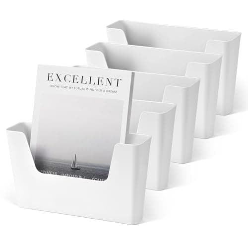 Image of YOHOM Office Adhesive Mount Document Holder Racks Small Storage Holder for Wall Door Hanging Mails Bills Organizer Plastic (White, 5 pcs)