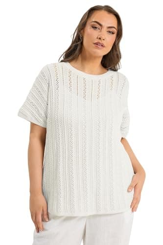 Image of Yours Curve Boxy Knitted Top - Women's - Plus Size Curve White