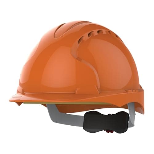 Image of JSP EVO3 Safety Helmet Hard Hat - Vented - Orange - Wheel Ratchet Adjustment - Comfortable Adjustable Fabric Harness - Lightweight - For Construction, Building, Civil Engineering & Industry - EN397