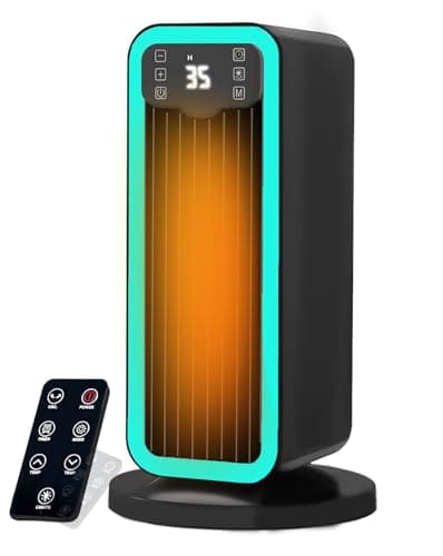 Image of Joytential Portable Electric Heater, 1500W PTC Ceramic Space Heater with Thermostat, 70° Oscillation, 12H Timer, Overheat & Tip-Over Protection, Low Energy Fan Heaters for Home, Bedroom