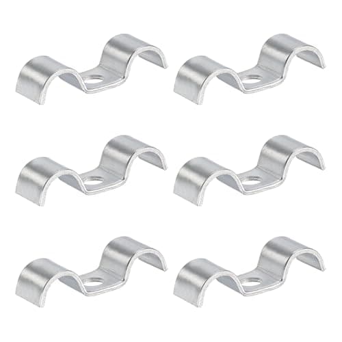 Image of sourcing map 6Pcs Stainless Steel Double Line Clamp 12 mm / 1/2 inch Fuel Lines Clips M-Shape Mounting Clip for Brake Fuel Lines Tubes Wire Pipe Cord Installation, Silver