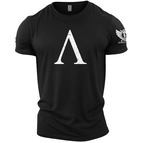 Image of GYMTIER Spartan Forged - Symbol - Men's Gym T-Shirt Bodybuilding Training Workout Lifting Top Clothing, Black, XXL