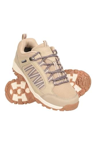 Image of Mountain Warehouse Path Waterproof Womens Walking Shoes - Breathable Ladies Shoe, Mesh Lining, High Traction Sole Hiking Shoes - for Spring Summer, Trekking Taupe Adult Shoe Size 8