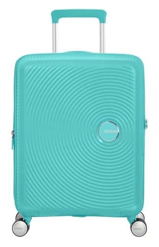 Image of American Tourister Soundbox - Hand Luggage Suitcase 55 x 40 x 20/23 cm - Hard Shell Trolley Suitable for EasyJet - Expandable, Light, 4 wheels & TSA Lock - 35.5/41 L - Blue (Poolside Blue)