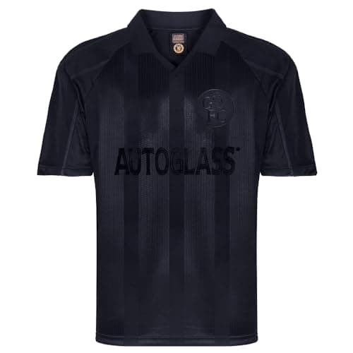 Image of Score Draw Chelsea 1998 Out Retro Football Shirt Black Medium Polyester