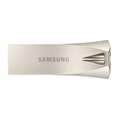 Image of Samsung BAR Plus USB Flash Drive Type-A, 512 GB, 400 MB/s Read, 110 MB/s Write, Durable USB 3.2 Memory Stick with Key Ring, Champagne Silver, MUF-512BE3/APC
