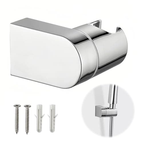 Image of Shower Head Holder, Universal 360°Adjustable Angle Chrome Plated Shower Bracket, ABS Plastic Replacement Handheld Shower Holders, Wall Mount with Screws and Expansion Tube for Bathroom, Silver