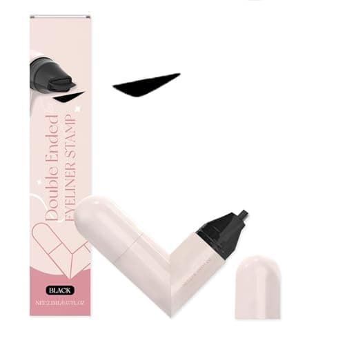 Image of Double Winged Eyeliner Stamp Pen - Angled Stamp & Fine Point Liner, Waterproof & Smudge-Proof, Quick Symmetrical Wing Flick Design for Beginners, Long Wearing Dual-Ended Gel Eyeliner (Black)