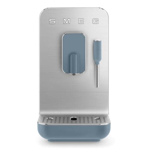 Image of Smeg BCC12SBMUK Bean To Cup Coffee Machine with Steam Wand, Milk Frother, Matte Storm Blue