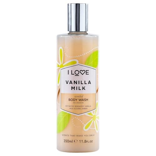 Image of I Love Vanilla Milk Scented Body Wash, Rich & Creamy Foam Which Contains Natural Fruit Extracts, Includes Pro Vitamin B5 For Moisturised & Silky Smooth Skin, CrueltyFree & VeganFriendly 350ml