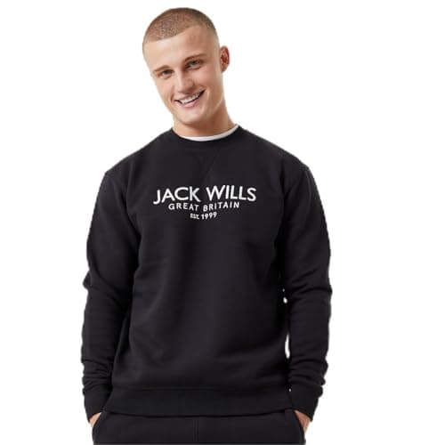Image of Jack Wills Mens Belvue Logo Sweatshirt Black XL