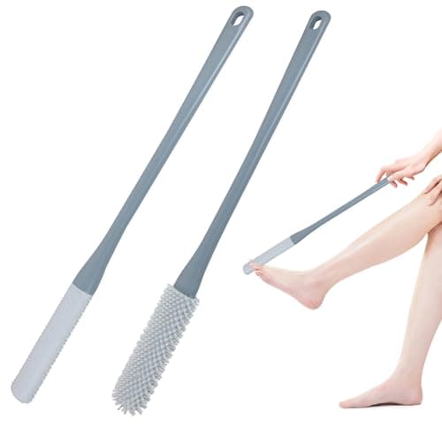 Image of OWIIZI Toe Cleaning Brush 15.7" Foot Scrubber in Shower with Long Handle Silicone Gap Brush Between Toes Cleaner Soft Feet Care Scrub for Seniors,Elderly, Men and Women- 2Pack