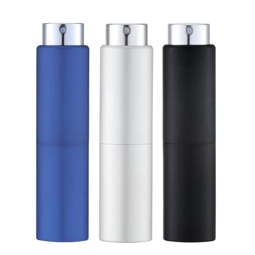 Image of Toureal 20ml Perfume Atomiser for Travel (3 PCS), Refillable Spray Bottles, Aftershave Dispenser (Black, Blue, Silver)