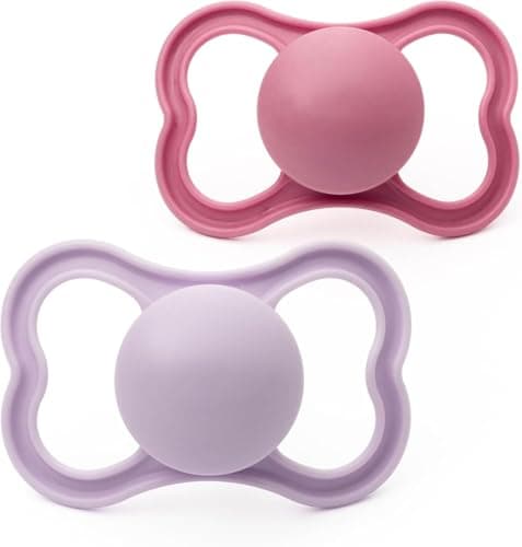 Image of MAM Air Soothers 6-18 Months | 2 Pack | Orthodontic Design | Comes in Dummy Steriliser Case | Sustainable Materials | Baby Accessories | Pink (Various Designs)