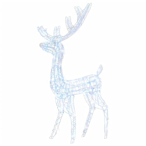 Image of vidaXL Acrylic Reindeer Christmas Decoration with 140 LED Lights, Includes 8 Lighting Effects and 5m Cable, Cold White, Ideal for Indoor and Outdoor use