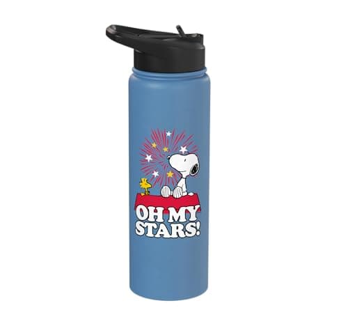 Image of Peanuts - Snoopy and Woodstock - Oh My Stars On The Roof Stainless Steel Insulated Water Bottle