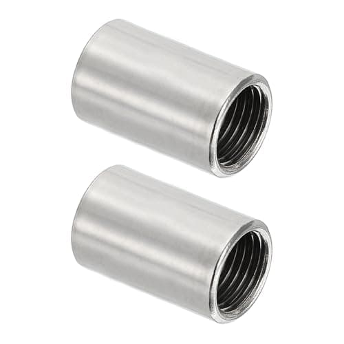 Image of PATIKIL 304 Stainless Steel Pipe Coupling 2 Pcs, 1/4" x 1/4" Female BSP Thread Straight Coupling Connectors Adapter Cast Pipe Fitting for Pump Accessories, Silver