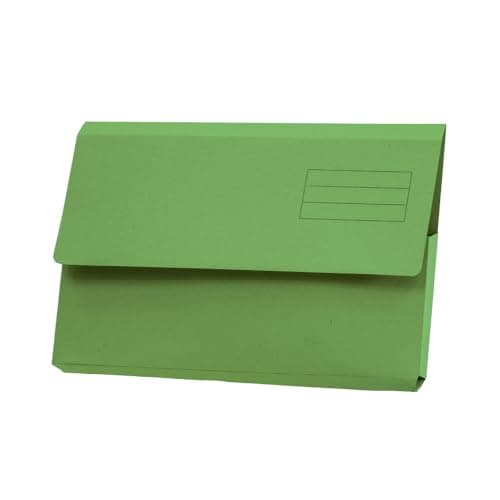 Image of Exacompta Guildhall Plain Document Wallet, 345x245 mm, 250 gsm - Green, Pack of 50