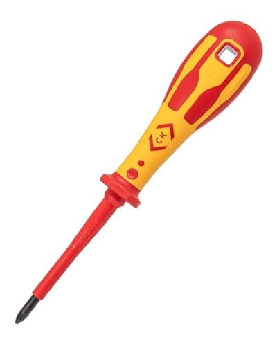 Image of C.K Dextro VDE Pozidriv Screwdriver PZ1 x 80mm, Insulated Screwdrivers for Electricians, Tested to 10,000v, Gripping Precision Tip, Pozi Heavy Duty Screw Driver Electrician, Hand Tools, T49143-1