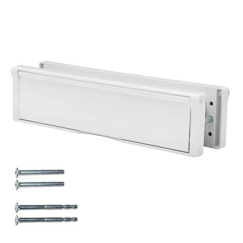 Image of Keypak 12" (30.6cm) Sleeved Letter Box – Anti-Snap Flap & Draught Excluder for 20–40mm uPVC, Composite & Timber Doors (White)
