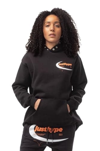 Image of Hype Womens Black Oval Cropped Hooded Sweatshirt, Black, 18 UK