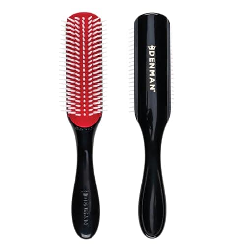 Image of Denman Curly Hair Brush D3 (Black & Red) 7 Row Styling Brush for Detangling, Separating, Shaping and Defining Curls - For Women and Men