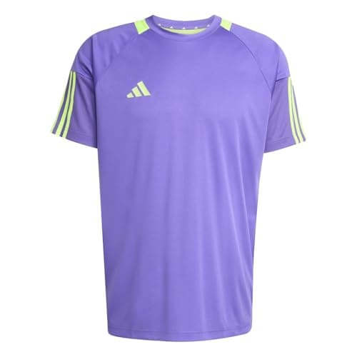 Image of adidas Mens Classic 3 Stripe Sereno T-Shirt Short Sleeve Purple/Yellow XL
