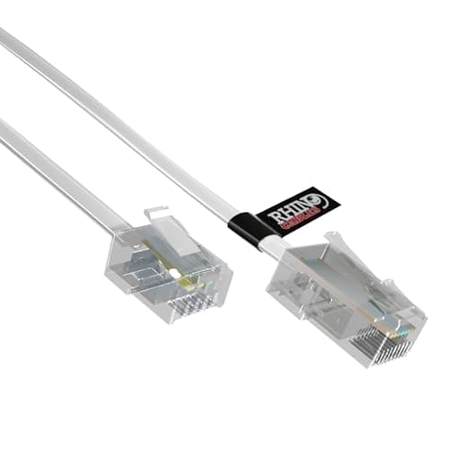 Image of rhinocables RJ11 to RJ45 Cable - Ethernet Patch Network Lead | Reliable Router & Modem Connectivity | ADSL, VoIP, Fax & Phone Compatible | Multiple Lengths & Colours Available (1m,White)