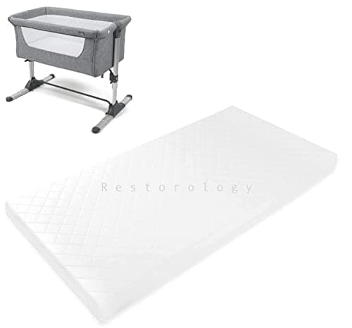 Image of Bedside Travel Cot Toddler Infant Bed Crib Mattress - Babylo Cozi Sleeper – Extra Thick & Soft Foam With Antibacterial Removable Cover, Expert Recommended, White | Size : 44 cm x 87 x 5 cm