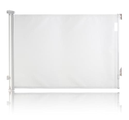 Image of Dreambaby Glide N Hide 90cm Extra Tall, 140cm Wide Retractable Baby Gate - Ideal for Stairs, Doorways & Halls, Durable Mesh, EZY-Check Indicator, Dog & Pet Fence