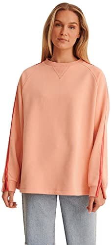 Image of NA-KD Women's Piping Sweatshirt, Coral Pink/Spicy Red, S UK