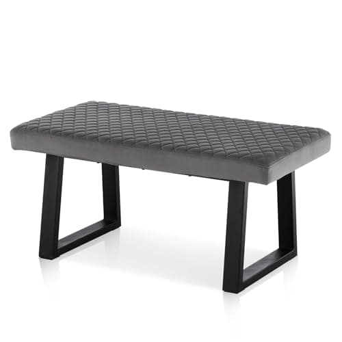 Image of CLIPOP Velvet Dining Bench 2-Seater with Metal Frame Padded Ottoman Stool for Dining Room, Bedroom, Living Room, End Bed, Window Seat, Shoe Bench (grey)