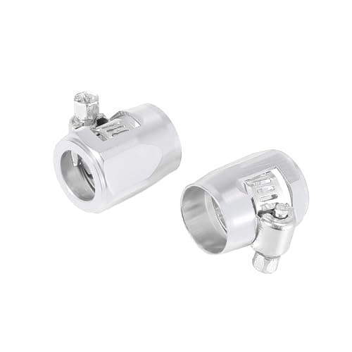 Image of Motoforti Universal Hex Car Hose Finisher Clamp, AN6, Aluminum Alloy, Silver Tone, 2 Pc