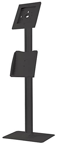 Image of PROSIGNAL Floor Standing iPad Kiosk Display – Lockable Tablet Stand with Adjustable Angle, Catalogue Holder & Cable Management – Black – PSG91240