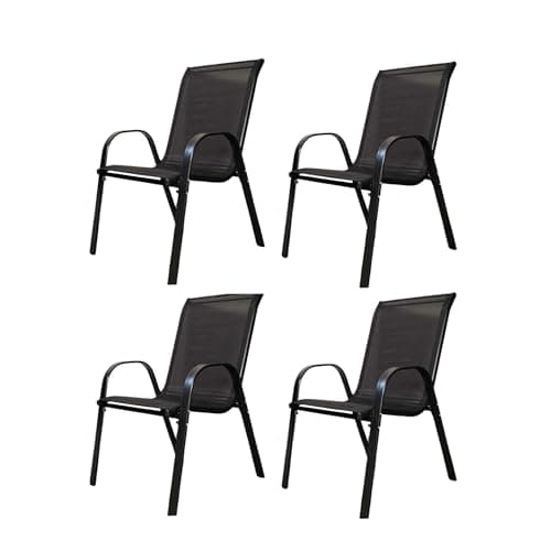 Image of Samuel ALEXANDER Set of 4 Outdoor Garden Patio Textilene Furniture Chairs in Black