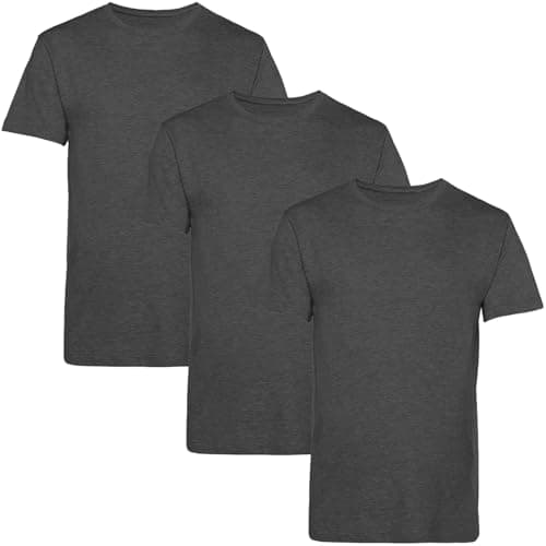 Image of Men’s T-Shirts Multipack | Crew Neck Short Sleeve | 100% Cotton | Casual, Gym, Work, DIY, or Events | Comfortable & Durable Plain T-Shirts | Pack of 3 Charcoal Grey XXL