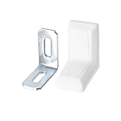 Image of TA-VIGOR 8Pcs L Shaped Angle Bracket, 90 Degree Right Angle Metal Shelf Corner Brace Plate with 8 x Plastic Cover for Wood Furniture Cabinet Desk