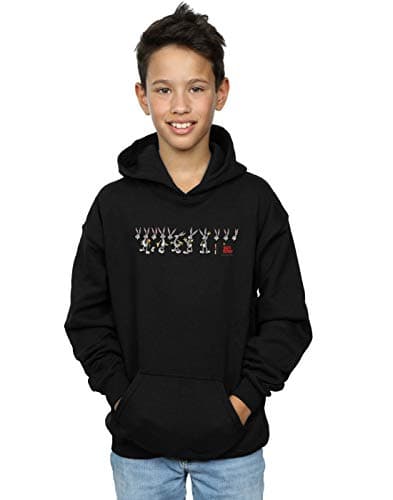 Image of Absolute Cult Looney Tunes Boys Bugs Bunny Colour Code Hoodie Black 7-8 Years