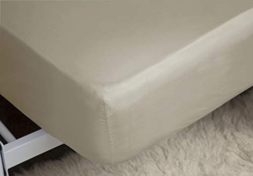 Image of Belledorm 11" Fitted Sheet (28cm Deep), Non Iron Easycare Plain Dyed, 200 Thread Count Percale (6'6", Mushroom)