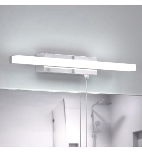 Image of Lamptobe Bathroom Wall Light 9W 220V - Bathroom LED Mirror Light with Pull Cord Switch - Cold White 6000K IP44 Waterproof Over Mirror Lamp 850LM Bright for Shaving and Makeup