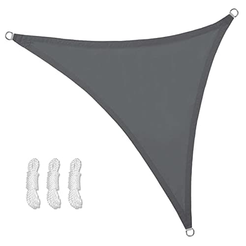 Image of Sunal Triangle Sun Shade Sails 5×5×5m, Waterproof Shade Sail for Garden, 95% UV Blocking Outdoor Sun Shade Shade Canopy with Free Rope for Outdoor Garden Pergola Patio Party Backyard Lawn, Grey