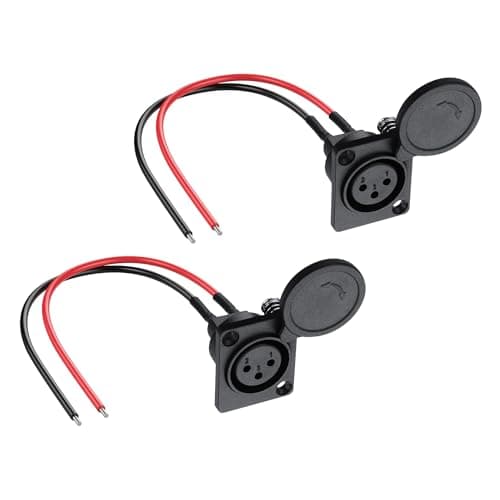 Image of PNGKNYOCN XLR Charging Port Socket,3Pin XLR FemaleCharging Port Socket Replacement with Waterproof Cover Compatible with Motorcycle,Electric Scooter,Balance Bike Etc(2pack)
